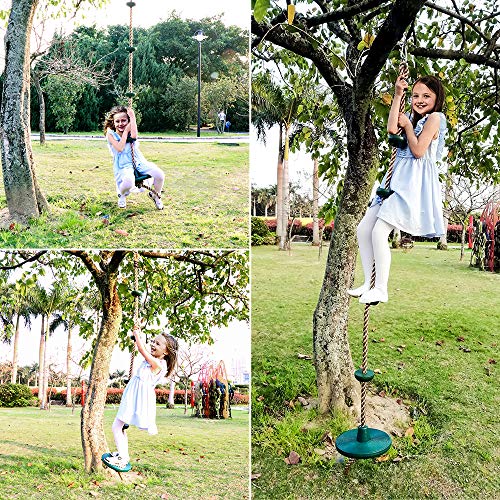 ZNCMRR Climbing Rope with Platforms and Disc Swing Seat Set Playground Accessories Including Bonus Hanging Strap & Carabiner