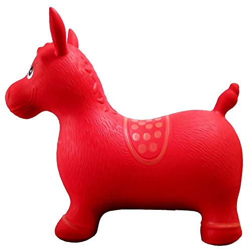 Red Horse Hopper, Pump Included (Inflatable Space Hopper, Jumping Horse, Ride-on Bouncy Animal)