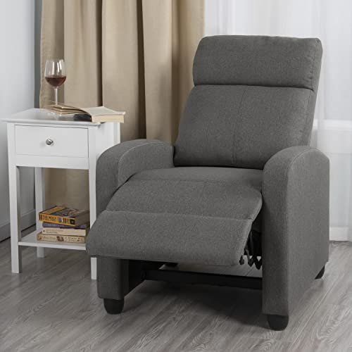 YAHEETECH Fabric Recliner Sofa Reclining Upholstered Sofa with Pocket Spring Living Room Bedroom Home Theater Light Gray