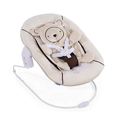 Hauck Alpha Bouncer 2 in 1 Newborn Set, Cosy Baby Rocker from Birth, Compatible with Hauck Wooden Grow-Along High Chair Alpha+, Seat Minimizer, Hearts Beige