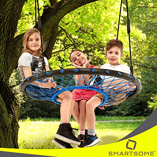Smartsome Spider Web Saucer Tree Swing | 40 Inch | Tire Swing | Hours of Outdoor Fun | Soft Handles for Comfort | Patented | Easy Assembly | Great Kids Swing for Trees | Rust Proof | Indoor & Outdoor