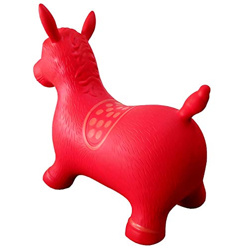 Red Horse Hopper, Pump Included (Inflatable Space Hopper, Jumping Horse, Ride-on Bouncy Animal)
