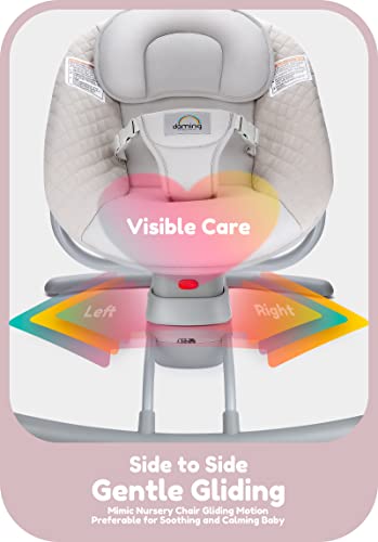 Daming Baby Swings for Infants, Gentle Gliding Baby Swings, Plug/Battery Power Up, 3 Speed 8 Melodies, Portable Swing for Newborn Baby Boys Girls 0-6 Months, Remote Control Included