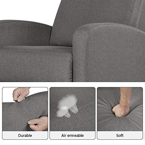 YAHEETECH Fabric Recliner Sofa Reclining Upholstered Sofa with Pocket Spring Living Room Bedroom Home Theater Light Gray