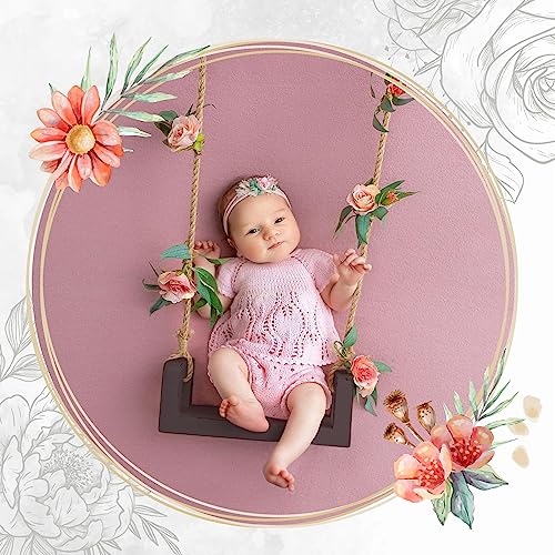 Baby Swings Vintage Infants Wooden Swings Multifunctional Baby Hanging Chair Photo Background Props Swing Seats Photography for Newborn Boys Girls (B-Brown)