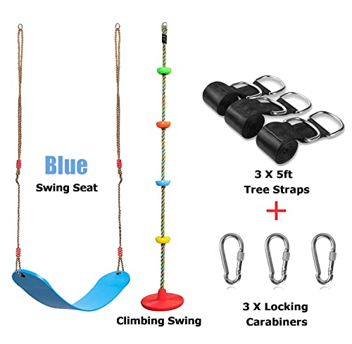 SUNCITY Swing Set 2 Pack Swings Seats Tree Climbing Rope Swing Multicolor with Platforms, Outdoor Toys for Kids Ages 3+, Outside Playground Backyard Swingset Accessories with 5Ft Strap and Snap Hook
