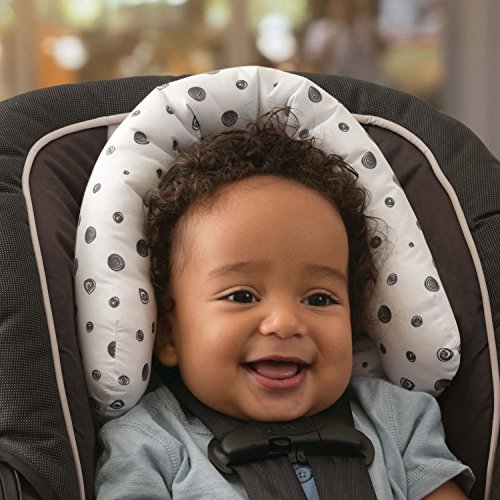 Travel Bug Baby & Toddler 2-in-1 Head Support Duo Head Support for Car Seats, Strollers & Bouncers (Grey/White)