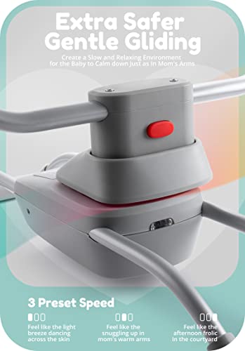 Daming Baby Swings for Infants, Gentle Gliding Baby Swings, Plug/Battery Power Up, 3 Speed 8 Melodies, Portable Swing for Newborn Baby Boys Girls 0-6 Months, Remote Control Included