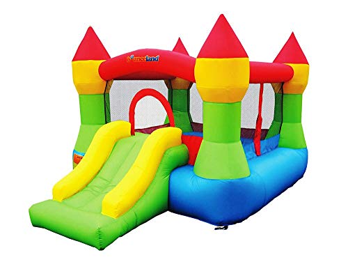 Bounceland Bounce House Castle with Basketball Hoop Inflatable Bouncer, Fun Slide, Safe Velcro Entrance, UL Certified Strong Blower Included, 12 ft x 9 ft x 7 ft H, Kid Castle Party Theme Bounce House