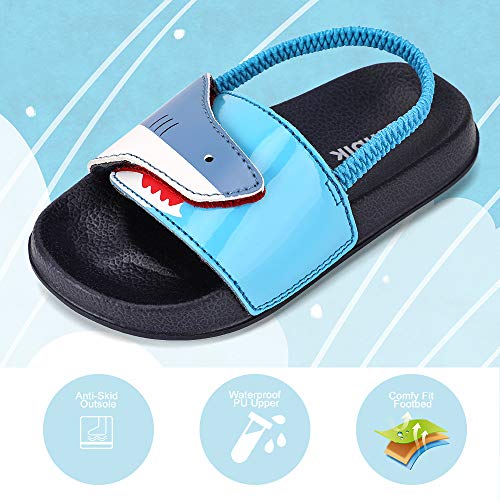 tombik Toddler Water Shoes Boys Beach Sandals Kids Slide Slipper for Walking/Play Navy/Blue/Shark 5-6 US M Toddler