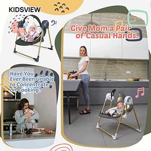 Bluetooth Baby Swings for Infants, Soothing Portable Swing with 6 Motions and 12 Melodies, Baby Electric Swing for 6-25 lb, 0-12 Months, Folds for Easy Travel