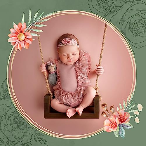 Baby Swings Vintage Infants Wooden Swings Multifunctional Baby Hanging Chair Photo Background Props Swing Seats Photography for Newborn Boys Girls (B-Brown)