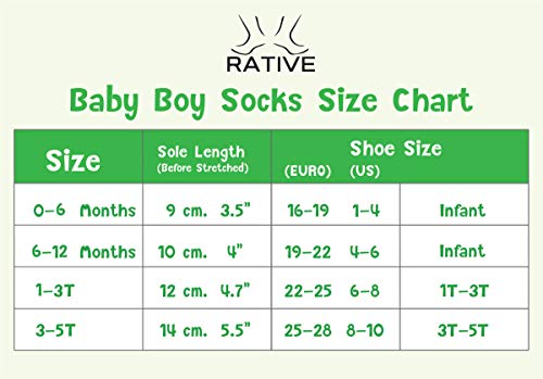 RATIVE Anti Skid Non Slip Slipper Cotton Crew Dress Socks With Grips For Baby Walker Toddlers Kids Boys 2T 3T (18-36 Months, 12 designs/RB-71112)