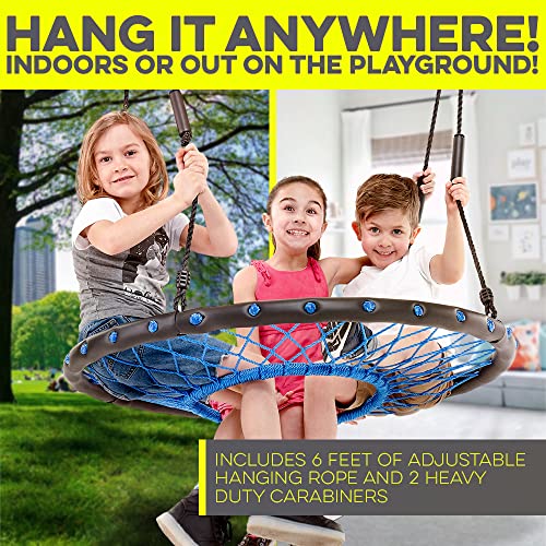 Smartsome Spider Web Saucer Tree Swing | 40 Inch | Tire Swing | Hours of Outdoor Fun | Soft Handles for Comfort | Patented | Easy Assembly | Great Kids Swing for Trees | Rust Proof | Indoor & Outdoor