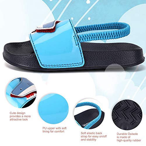 tombik Toddler Water Shoes Boys Beach Sandals Kids Slide Slipper for Walking/Play Navy/Blue/Shark 5-6 US M Toddler