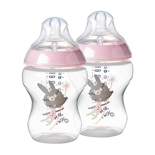 Tommee Tippee Closer to Nature Newborn Baby Bottle Feeding Starter Set, Anti-Colic Valve, Breast-Like Nipples - BPA-Free, Pink (Design May Vary)