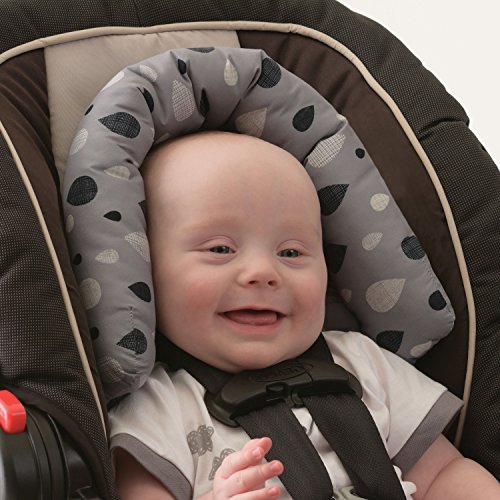 Travel Bug Baby & Toddler 2-in-1 Head Support Duo Head Support for Car Seats, Strollers & Bouncers (Black/Grey/White)