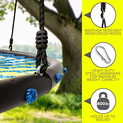 Smartsome Spider Web Saucer Tree Swing | 40 Inch | Tire Swing | Hours of Outdoor Fun | Soft Handles for Comfort | Patented | Easy Assembly | Great Kids Swing for Trees | Rust Proof | Indoor & Outdoor