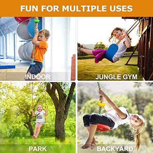 SUNCITY Swing Set 2 Pack Swings Seats Tree Climbing Rope Swing Multicolor with Platforms, Outdoor Toys for Kids Ages 3+, Outside Playground Backyard Swingset Accessories with 5Ft Strap and Snap Hook