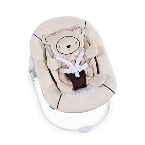 Hauck Alpha Bouncer 2 in 1 Newborn Set, Cosy Baby Rocker from Birth, Compatible with Hauck Wooden Grow-Along High Chair Alpha+, Seat Minimizer, Hearts Beige