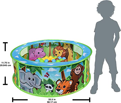 Sunny Days Entertainment Zoo Adventure Ball Pit  Indoor Pop Up Play Tent Toy for Kids and Toddlers | Colorful Balls Included