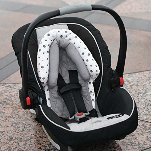 Travel Bug Baby & Toddler 2-in-1 Head Support Duo Head Support for Car Seats, Strollers & Bouncers (Grey/White)