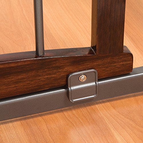 Summer Anywhere Decorative Walk-Thru Baby Gate, Walnut Wood and a Metal Charcoal Accent Finish  30 Tall, Fits Openings up to 28 to 42.5 Wide, Baby and Pet Gate for Doorways and Stairways