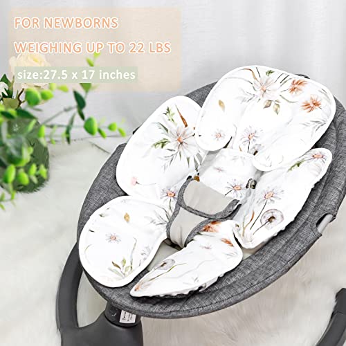 CARUILI Infant Car Seat Head Support, 2-in-1 Car Seat Insert for Newborn Girls Boys, Super Soft Car Seat Insert Cushion, Preect for Baby Car Seats, Strollers, Bouncers, Flower & Butterfly