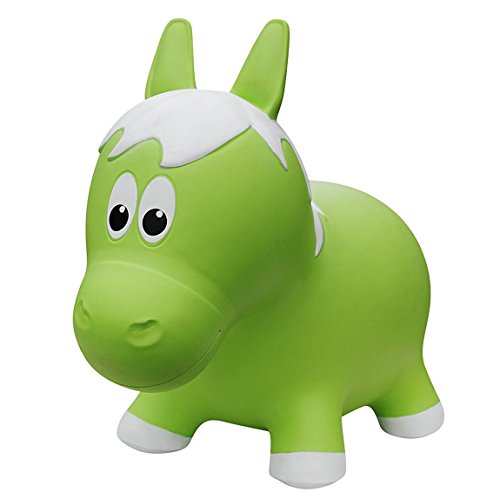 Farm Hoppers Award Winning Inflatable Toddler Safe Bouncing Lime Green Horse Plus Pump