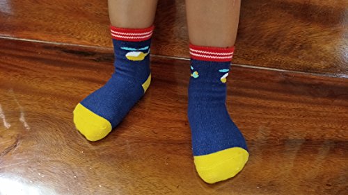 RATIVE Anti Skid Non Slip Slipper Cotton Crew Dress Socks With Grips For Baby Walker Toddlers Kids Boys 2T 3T (18-36 Months, 12 designs/RB-71112)