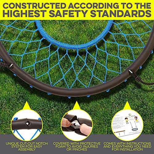Smartsome Spider Web Saucer Tree Swing | 40 Inch | Tire Swing | Hours of Outdoor Fun | Soft Handles for Comfort | Patented | Easy Assembly | Great Kids Swing for Trees | Rust Proof | Indoor & Outdoor