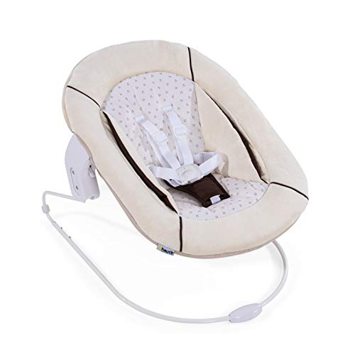 Hauck Alpha Bouncer 2 in 1 Newborn Set, Cosy Baby Rocker from Birth, Compatible with Hauck Wooden Grow-Along High Chair Alpha+, Seat Minimizer, Hearts Beige