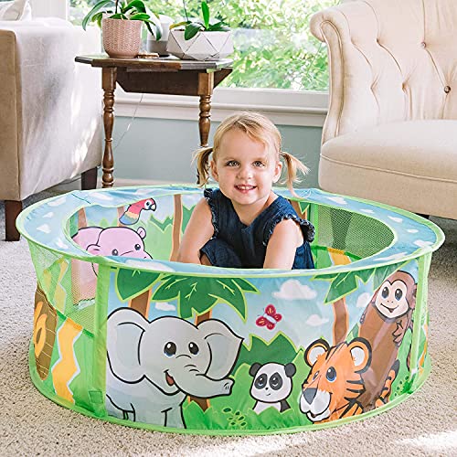 Sunny Days Entertainment Zoo Adventure Ball Pit  Indoor Pop Up Play Tent Toy for Kids and Toddlers | Colorful Balls Included