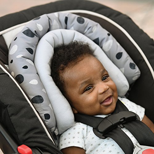 Travel Bug Baby & Toddler 2-in-1 Head Support Duo Head Support for Car Seats, Strollers & Bouncers (Black/Grey/White)