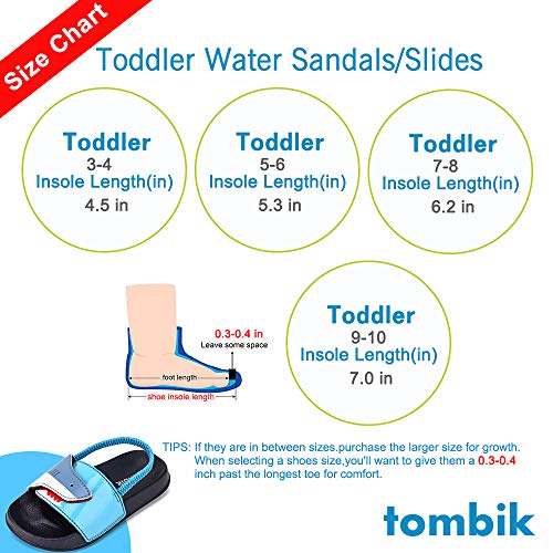 tombik Toddler Water Shoes Boys Beach Sandals Kids Slide Slipper for Walking/Play Navy/Blue/Shark 5-6 US M Toddler