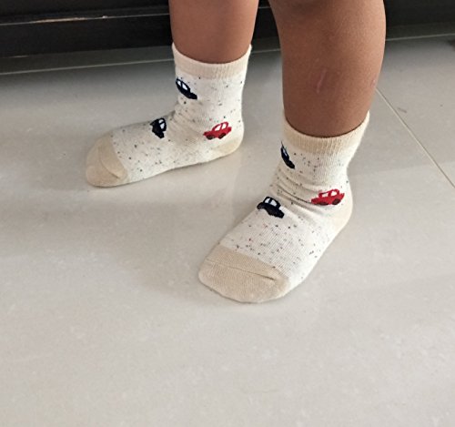 RATIVE Anti Skid Non Slip Slipper Cotton Crew Dress Socks With Grips For Baby Walker Toddlers Kids Boys 2T 3T (18-36 Months, 12 designs/RB-71112)