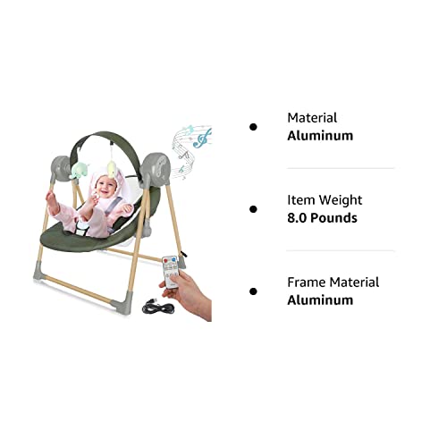 Bluetooth Baby Swings for Infants, Soothing Portable Swing with 6 Motions and 12 Melodies, Baby Electric Swing for 6-25 lb, 0-12 Months, Folds for Easy Travel