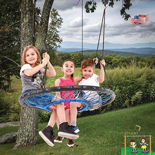 Smartsome Spider Web Saucer Tree Swing | 40 Inch | Tire Swing | Hours of Outdoor Fun | Soft Handles for Comfort | Patented | Easy Assembly | Great Kids Swing for Trees | Rust Proof | Indoor & Outdoor