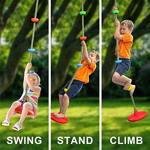 SUNCITY Swing Set 2 Pack Swings Seats Tree Climbing Rope Swing Multicolor with Platforms, Outdoor Toys for Kids Ages 3+, Outside Playground Backyard Swingset Accessories with 5Ft Strap and Snap Hook