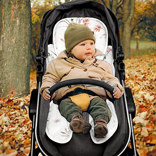 CARUILI Infant Car Seat Head Support, 2-in-1 Car Seat Insert for Newborn Girls Boys, Super Soft Car Seat Insert Cushion, Preect for Baby Car Seats, Strollers, Bouncers, Flower & Butterfly