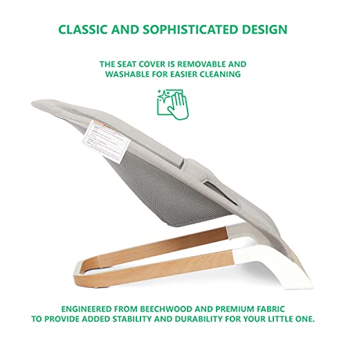 Evolur Koko Portable Infant Bouncer in Grey, Breathable Fabric, Removable Seat Cover, Easy to Clean Baby Bouncer