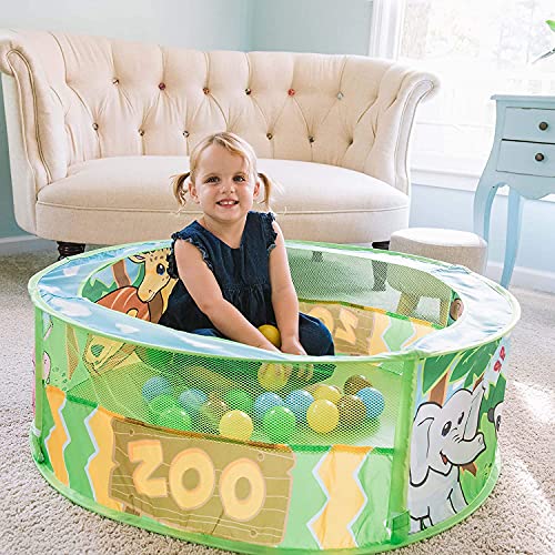 Sunny Days Entertainment Zoo Adventure Ball Pit  Indoor Pop Up Play Tent Toy for Kids and Toddlers | Colorful Balls Included