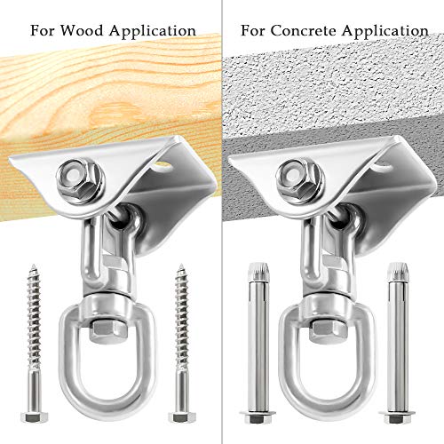 ZNCMRR Heavy Duty Swing Hangers Set 1000LB Capacity, Permanent Antirust Stainless Steel 304S Swivel Hooks 360°Rotate for Concrete and Wooden Swing Sets, Playground Porch Yoga Hammock (2 Pack)