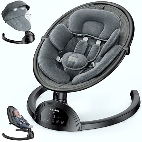 Baby Swings for Infants, BabyBond Bluetooth Infant Swing with Music Speaker with 3 Seat Positions, 5 Point Harness Belt, 5 Speeds and Remote Control - Portable Baby Swing for Indoor and Outdoor