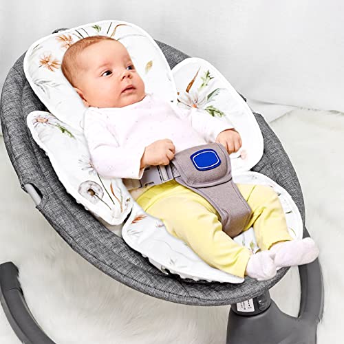 CARUILI Infant Car Seat Head Support, 2-in-1 Car Seat Insert for Newborn Girls Boys, Super Soft Car Seat Insert Cushion, Preect for Baby Car Seats, Strollers, Bouncers, Flower & Butterfly