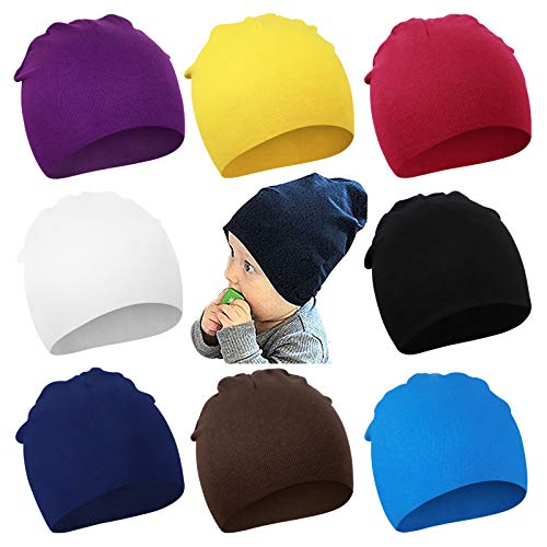 DRESHOW BQUBO 8 Pack Unisex Baby Beanie Hat Infant Baby Soft Cute Knit Cap Nursery Beanie