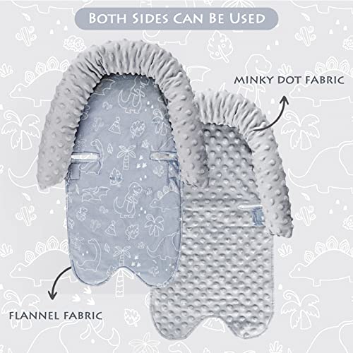 DILIMI Car Seat Head Support, Soft Minky Carseat Head Support for Boys and Girls, Car Seat Head Support with Straps Cover for Car Seats, Strollers and Bouncers, Dinosaur