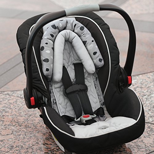 Travel Bug Baby & Toddler 2-in-1 Head Support Duo Head Support for Car Seats, Strollers & Bouncers (Black/Grey/White)