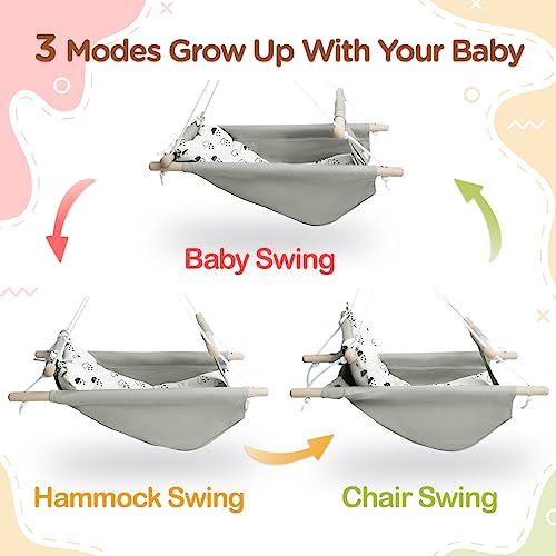 Wooden Hammock Chair for Toddlers and Kids?Porch Fabric Kids Swing Toys?Indoor and Outdoor Baby Canvas Swing seat Chair up to 4 Year?Baby Christmas and Birthday Gift-Little Cloud