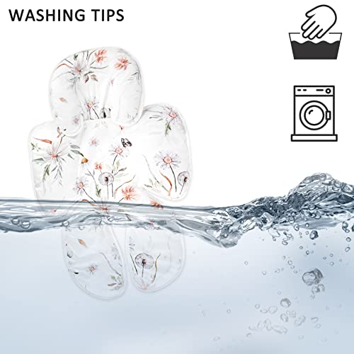 CARUILI Infant Car Seat Head Support, 2-in-1 Car Seat Insert for Newborn Girls Boys, Super Soft Car Seat Insert Cushion, Preect for Baby Car Seats, Strollers, Bouncers, Flower & Butterfly